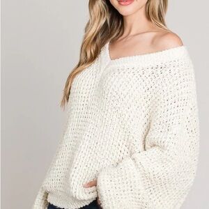 Women's Off-Shoulder Cream Sweater